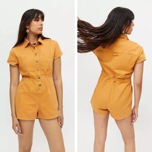 BDG Mustard denim button up romper